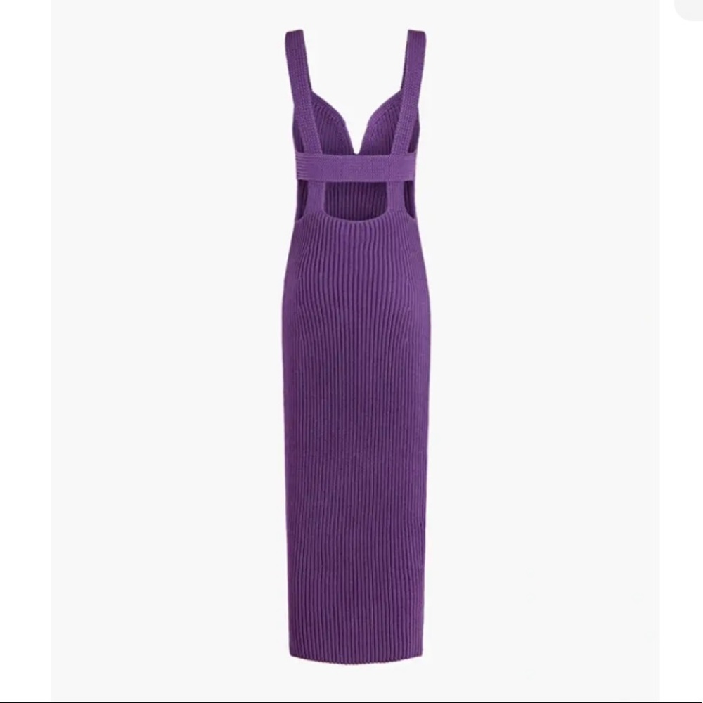 KHAITE New Alessia Plunge Neck Rib Sweater Dress - Picture 10 of 12